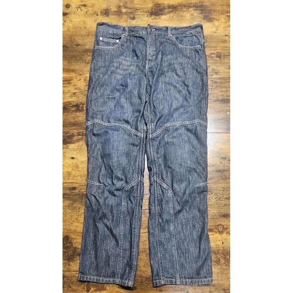 Iron Workers Mens Motorcycle Riding Jeans Dark Wash Denim Knee Armor 38x32